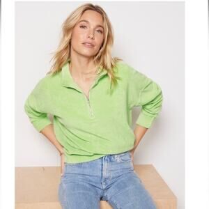 Monrow Terry Half Zip Lettuce quarter zip green S